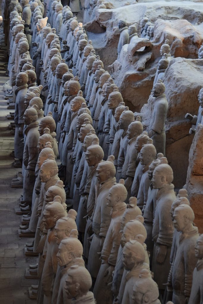 Rows of ancient terracotta warriors whose duty was to protect the Chinese Emperor after his death.